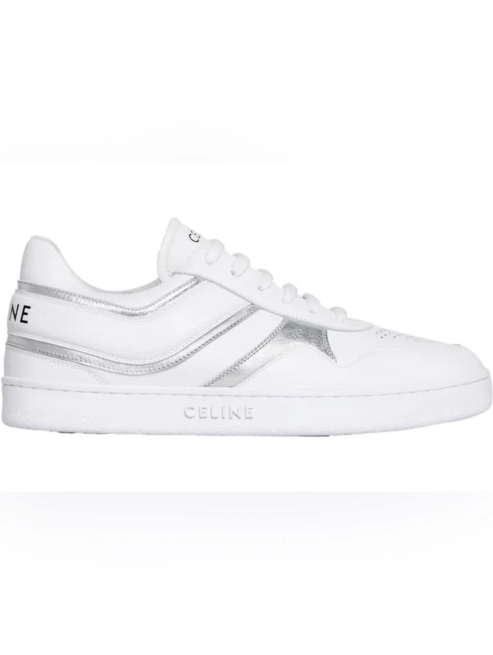 Celine Low Wave Lace-Up Sneaker, Optic White/Silver Size 41 in Box +DustBag $750
